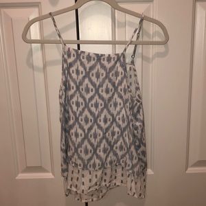 Spaghetti strap flowy double layer pattern shirt